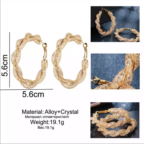 *New Gold Tone Twist Round Hoop Earrings - Picture 5 of 5